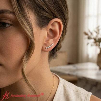 Round Graduated Diamond Ear Climber