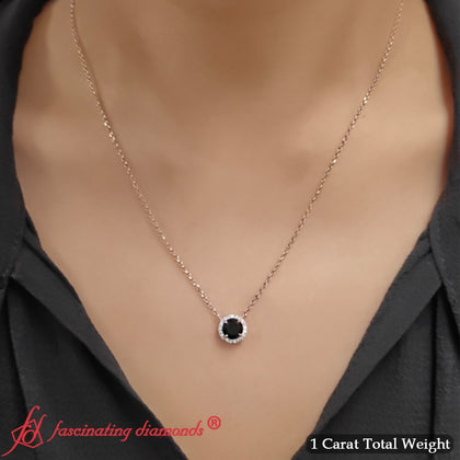 Round Halo Gemstone 1 Carat Necklace