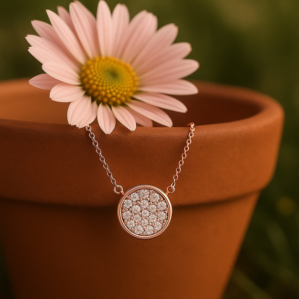 Round Cluster Disc Diamond Necklace