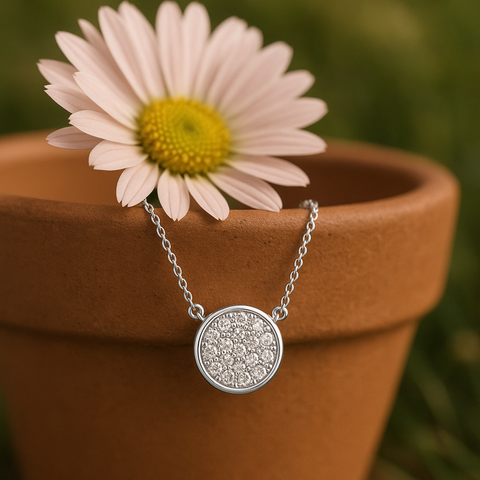 Round Cluster Disc Diamond Necklace
