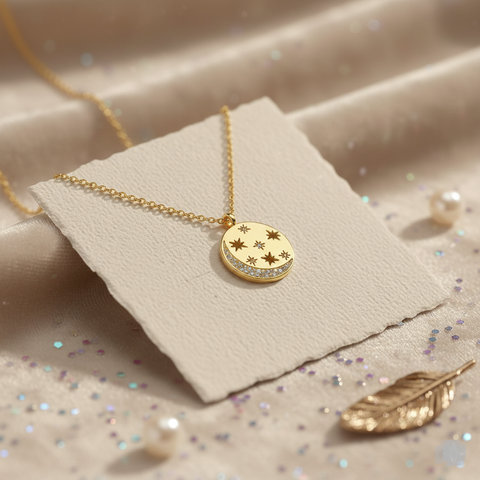 Moon And Stars Disc Pendant