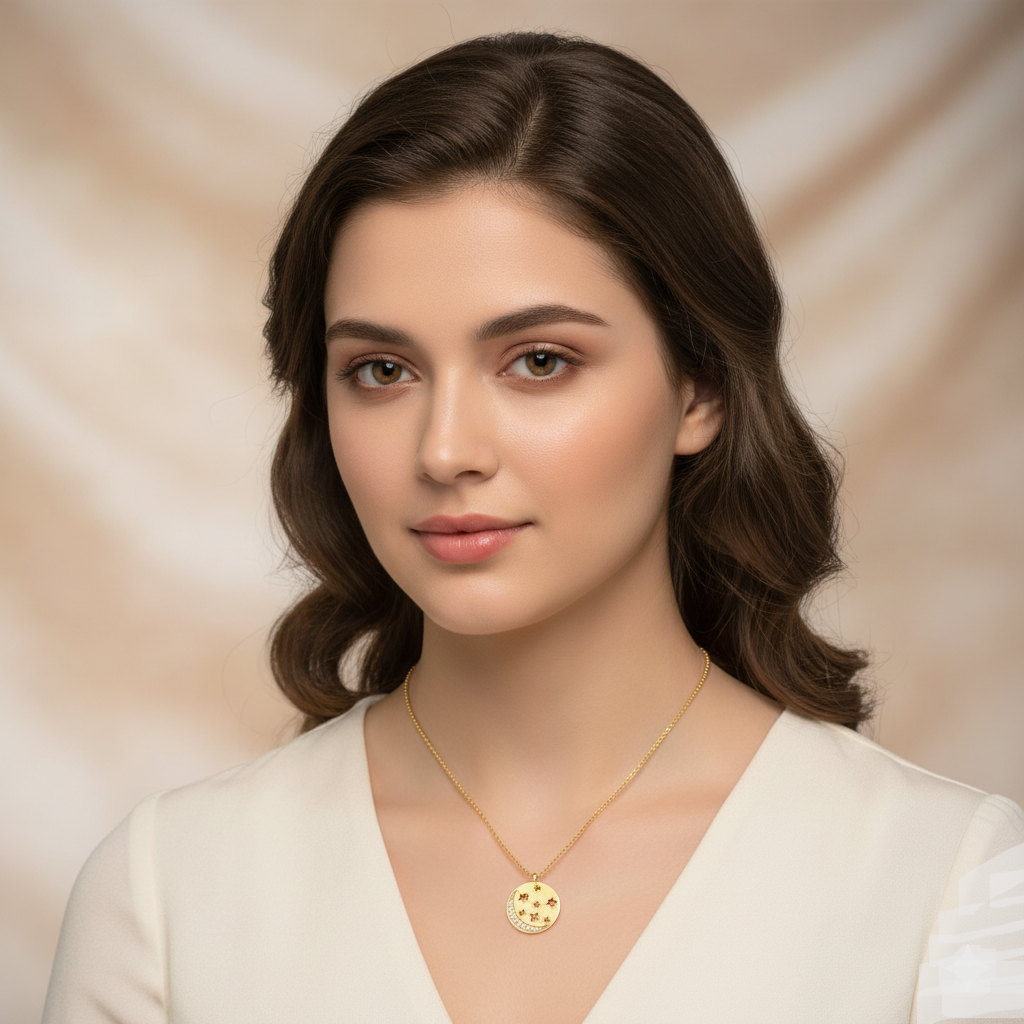 Moon And Stars Disc Pendant