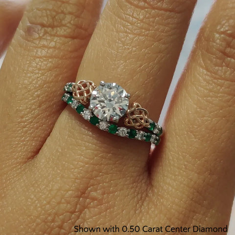 Round_Cut_Celtic_Diamond_Wedding_Ring_Set_With_Emerald_In_White_Gold-FDENS2255