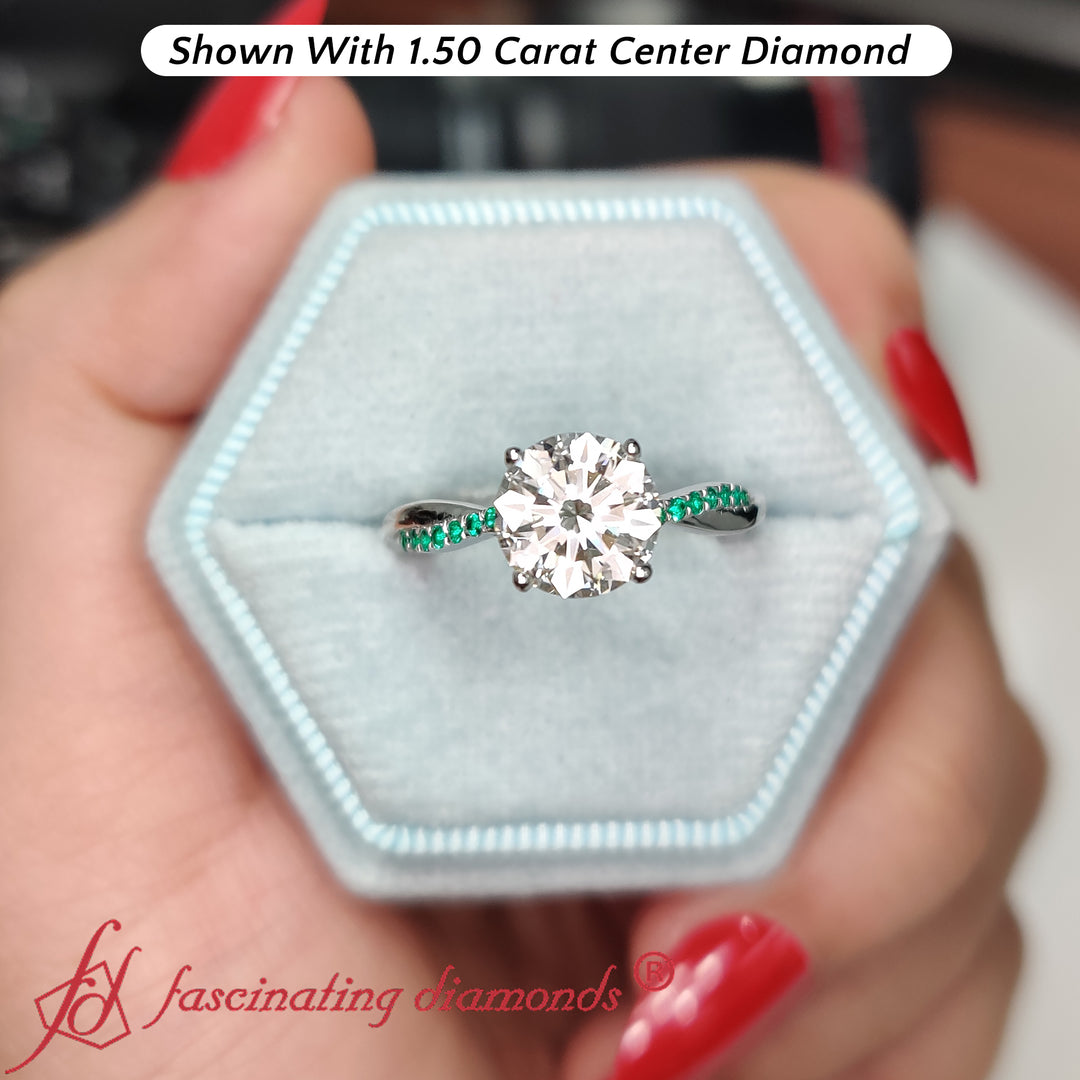 Round+Cut+Infinity+Twist+Lab+Diamond+Engagement+Ring+With+Emerald+In+White+Gold-FD8253FANCYI-3