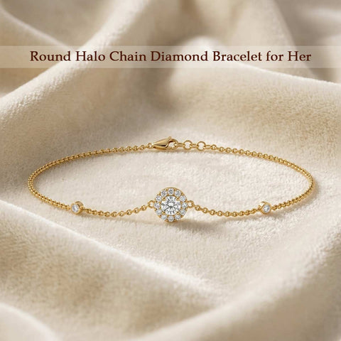 Round Halo Chain Diamond Bracelet