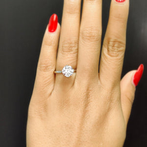 Flower Head Setting Round Cut Solitaire Engagement Ring