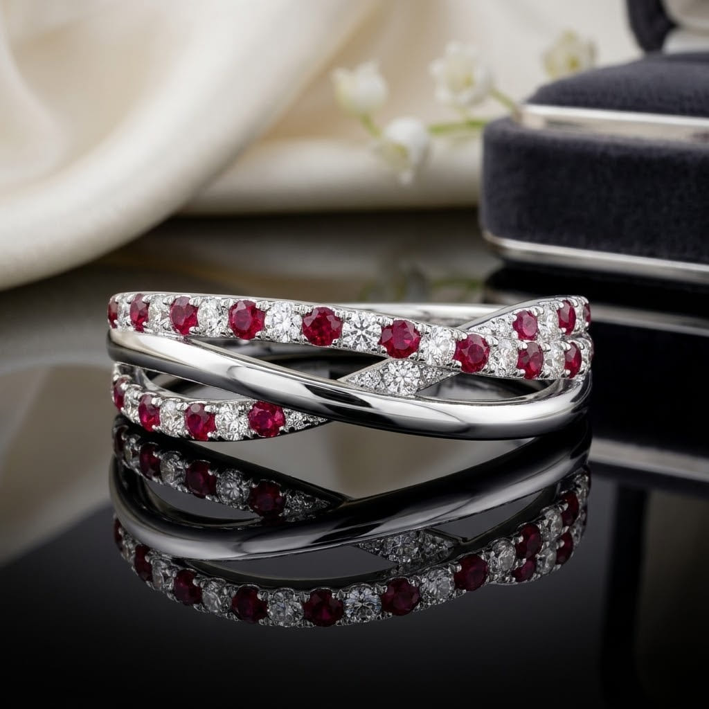 Ruby and Diamond Wedding Band