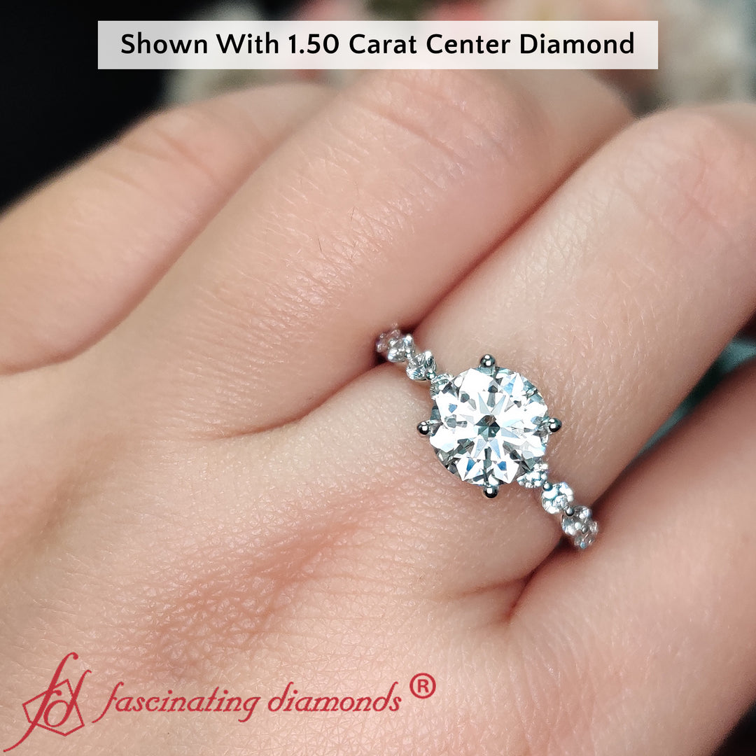 Shared Prong Round Diamond Thin Engagement Ring