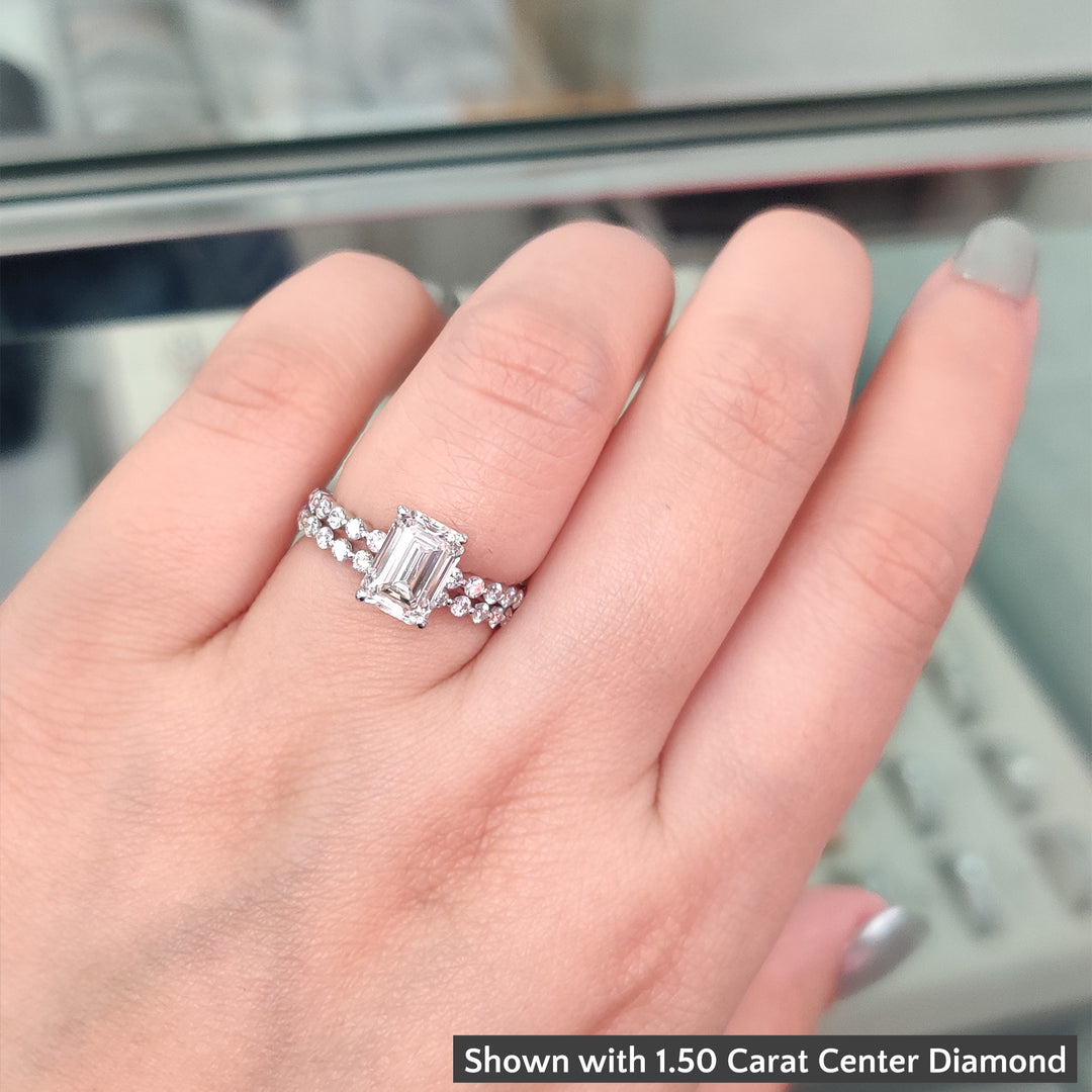 Shared Prong Engagement Ring Set