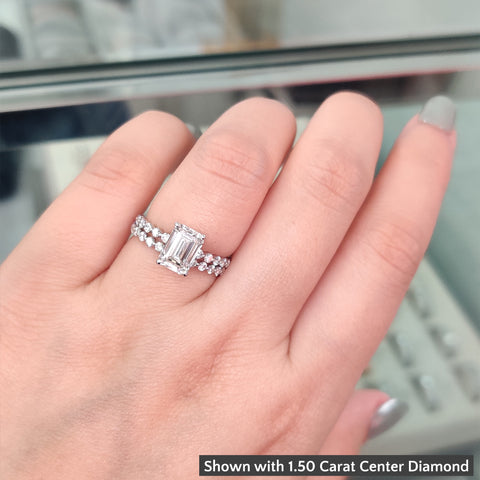 Shared Prong Engagement Ring Set