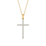 Load image into Gallery viewer, Simple-diamond-cross-pendant-in-yellow-gold-FD-PD10797ANGLE1-NL-YG
