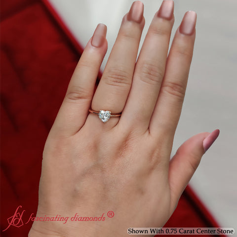 Heart Shaped Solitaire Knife Edge Engagement Ring