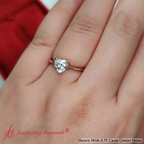 Heart Shaped Solitaire Knife Edge Engagement Ring