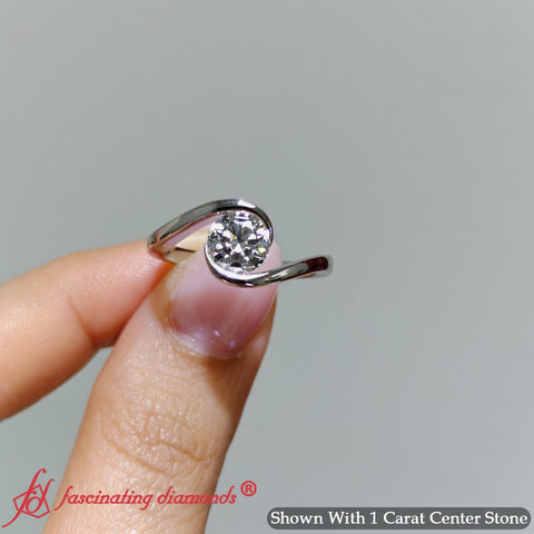 Bypass Round Cut Solitaire Diamond Engagement Ring