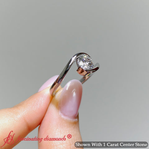Bypass Round Cut Solitaire Diamond Engagement Ring