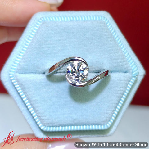 Bypass Round Cut Solitaire Diamond Engagement Ring