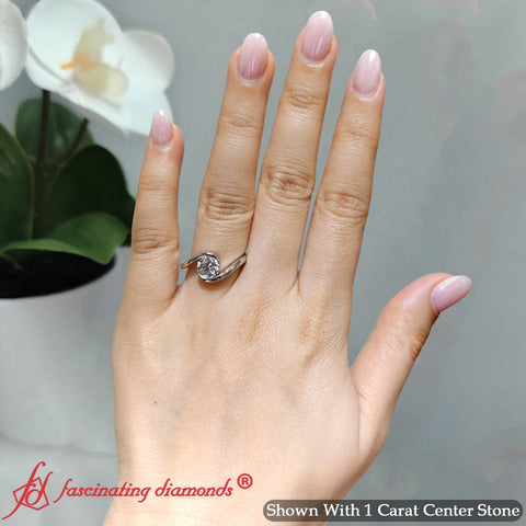 Bypass Round Cut Solitaire Diamond Engagement Ring