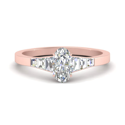 Tapered Trapezoid Oval Shaped Lab Diamond Ring
