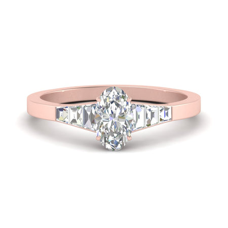 Tapered Trapezoid Oval Shaped Lab Diamond Ring
