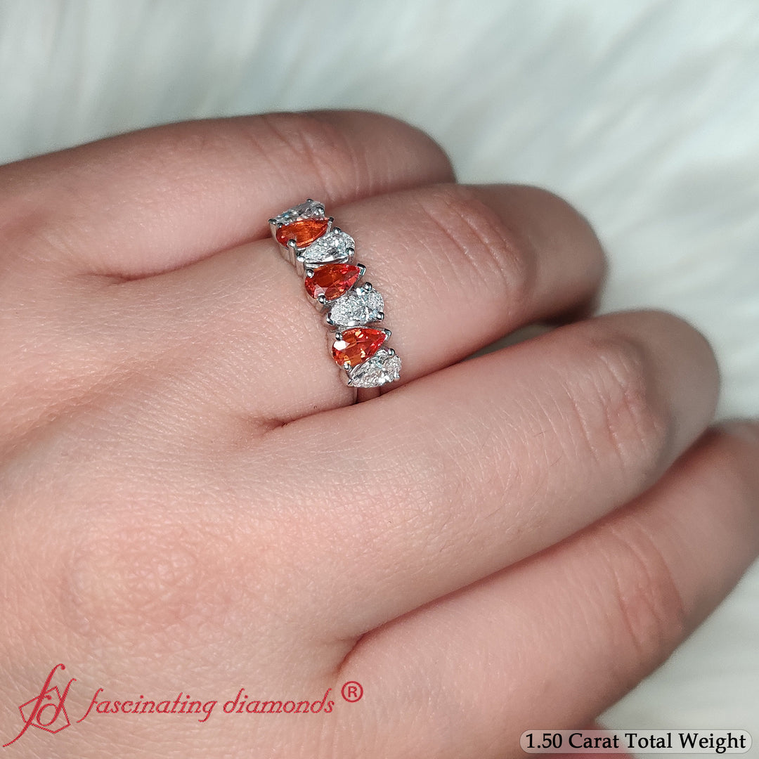 Teardrop 7 Stone Wedding Band