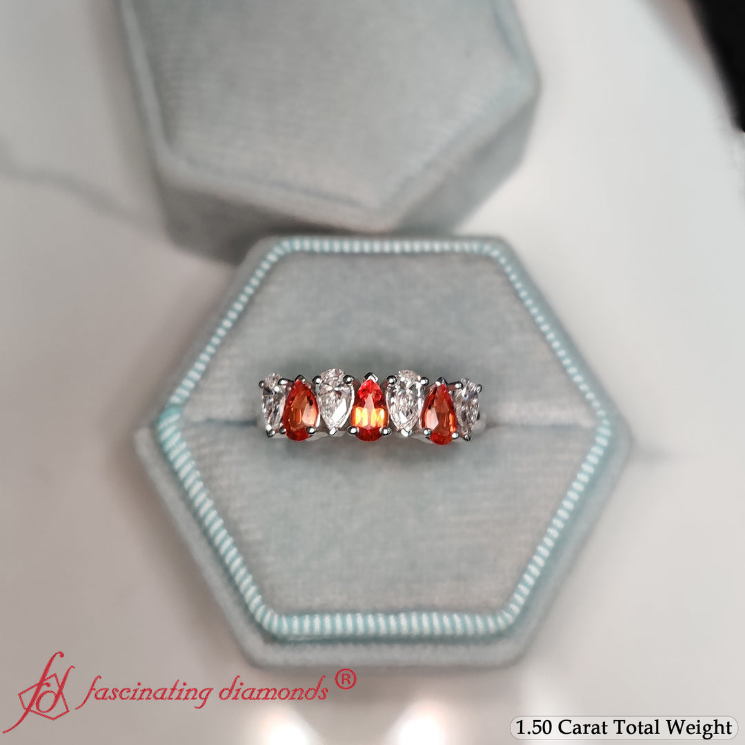 Teardrop 7 Stone Wedding Band