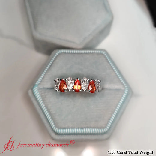 1.50 Carat Teardrop 7 Stone Wedding Band