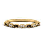 Load image into Gallery viewer, Thin-Stacking-Vintage-Wedding-Ring-with-black-diamond-in-yellow-gold-FD9489BGBLACK-NL-YG.jpg
