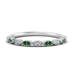 Load image into Gallery viewer, Thin-Stacking-Vintage-diamond-Wedding-Ring-with-emerald-in-white-gold-FD9489BGEMGR-NL-WG.jpg
