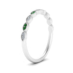 Load image into Gallery viewer, Thin-Stacking-Vintage-diamond-Wedding-Ring-with-emerald-in-white-gold-FD9489BGEMGR-NL-WG.jpg
