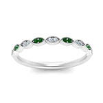 Load image into Gallery viewer, Thin-Stacking-Vintage-diamond-Wedding-Ring-with-emerald-in-white-gold-FD9489BGEMGR-NL-WG.jpg
