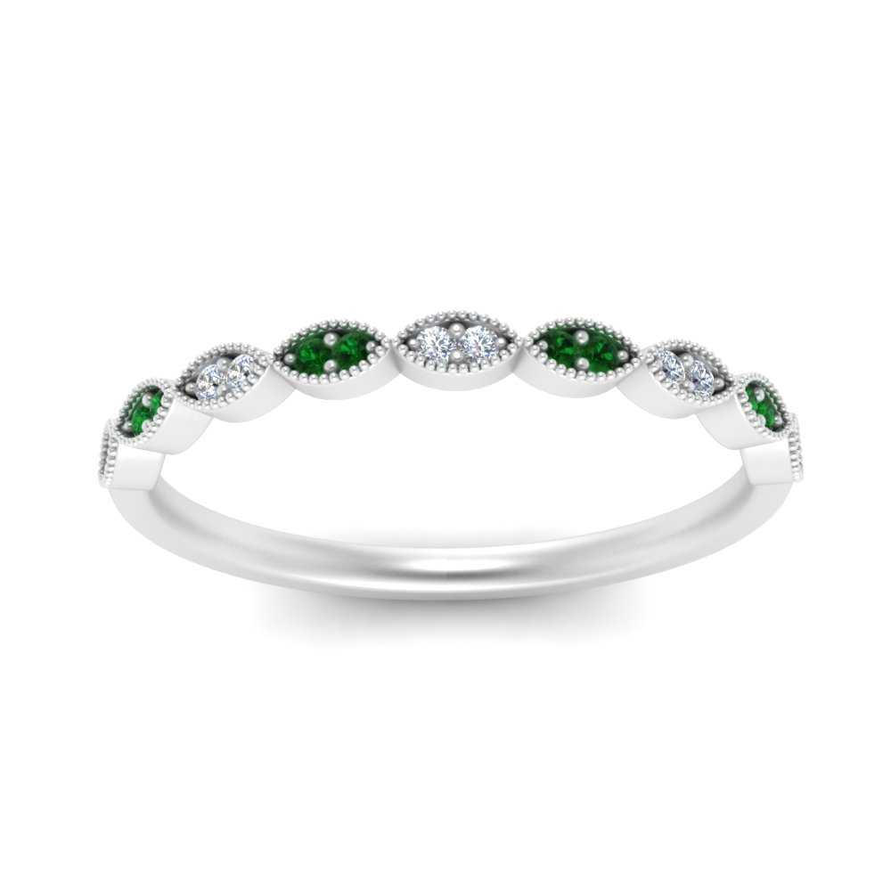Thin-Stacking-Vintage-diamond-Wedding-Ring-with-emerald-in-white-gold-FD9489BGEMGR-NL-WG.jpg