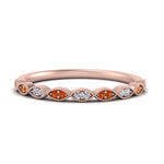 Load image into Gallery viewer, Thin-Stacking-Vintage-diamond-Wedding-Ring-with-orange-sapphire-in-rose-gold-FD9489BGSAOR-NL-RG.jpg
