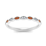Load image into Gallery viewer, Thin-Stacking-Vintage-diamond-Wedding-Ring-with-orange-sapphire-in-white-gold-FD9489BGSAOR-NL-WG.jpg
