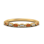 Load image into Gallery viewer, Thin-Stacking-Vintage-diamond-Wedding-Ring-with-orange-sapphire-in-yellow-gold-FD9489BGSAOR-NL-YG.jpg

