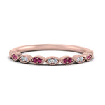 Load image into Gallery viewer, Thin-Stacking-Vintage-diamond-Wedding-Ring-with-pink-sapphire-in-rose-gold-FD9489BGSADRPI-NL-RG.jpg
