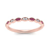 Load image into Gallery viewer, Thin-Stacking-Vintage-diamond-Wedding-Ring-with-pink-sapphire-in-rose-gold-FD9489BGSADRPI-NL-RG.jpg