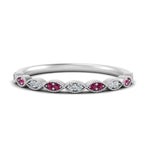 Load image into Gallery viewer, Thin-Stacking-Vintage-diamond-Wedding-Ring-with-pink-sapphire-in-white-gold-FD9489BGSADRPI-NL-WG.jpg
