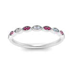 Load image into Gallery viewer, Thin-Stacking-Vintage-diamond-Wedding-Ring-with-pink-sapphire-in-white-gold-FD9489BGSADRPI-NL-WG.jpg

