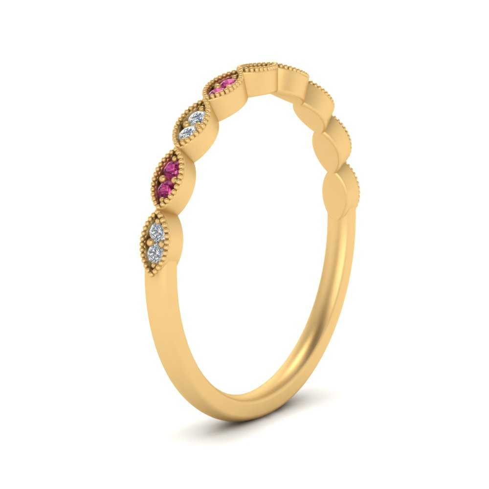 Thin-Stacking-Vintage-diamond-Wedding-Ring-with-pink-sapphire-in-yellow-gold-FD9489BGSADRPI-NL-YG.jpg