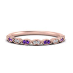 Load image into Gallery viewer, Thin-Stacking-Vintage-diamond-Wedding-Ring-with-purple-topaz-in-rose-gold-FD9489BGVITO-NL-RG.jpg
