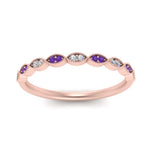 Load image into Gallery viewer, Thin-Stacking-Vintage-diamond-Wedding-Ring-with-purple-topaz-in-rose-gold-FD9489BGVITO-NL-RG.jpg
