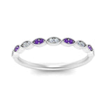 Load image into Gallery viewer, Thin-Stacking-Vintage-diamond-Wedding-Ring-with-purple-topaz-in-white-gold-FD9489BGVITO-NL-WG.jpg
