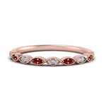Load image into Gallery viewer, Thin-Stacking-Vintage-diamond-Wedding-Ring-with-ruby-in-rose-gold-FD9489BGRUDR-NL-RG.jpg
