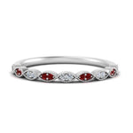 Load image into Gallery viewer, Thin-Stacking-Vintage-diamond-Wedding-Ring-with-ruby-in-white-gold-FD9489BGRUDR-NL-WG.jpg
