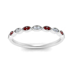 Load image into Gallery viewer, Thin-Stacking-Vintage-diamond-Wedding-Ring-with-ruby-in-white-gold-FD9489BGRUDR-NL-WG.jpg
