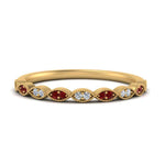 Load image into Gallery viewer, Thin-Stacking-Vintage-diamond-Wedding-Ring-with-ruby-in-yellow-gold-FD9489BGRUDR-NL-YG.jpg
