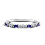 Load image into Gallery viewer, Thin-Stacking-Vintage-diamond-Wedding-Ring-with-sapphire-in-white-gold-FD9489BGSABL-NL-WG.jpg
