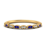 Load image into Gallery viewer, Thin-Stacking-Vintage-diamond-Wedding-Ring-with-sapphire-in-yellow-gold-FD9489BGSABL-NL-YG.jpg
