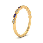 Load image into Gallery viewer, Thin-Stacking-Vintage-diamond-Wedding-Ring-with-sapphire-in-yellow-gold-FD9489BGSABL-NL-YG.jpg
