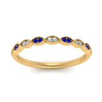 Load image into Gallery viewer, Thin-Stacking-Vintage-diamond-Wedding-Ring-with-sapphire-in-yellow-gold-FD9489BGSABL-NL-YG.jpg
